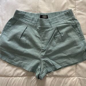Women's Blue Linen Shorts